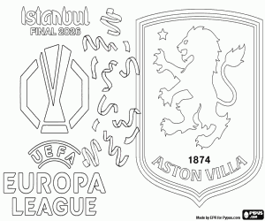 desenho de Aston Villa, Liga Europa 2026 para colorir