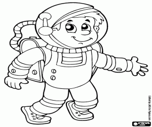 desenho de Um astronauta em uma missão espacial para colorir