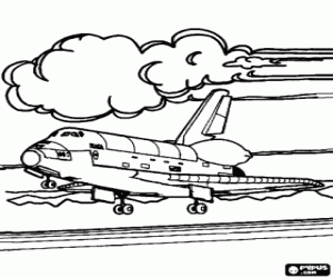 desenho de O aterragem do ônibus espacial para colorir