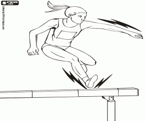 desenho de Um atleta em uma corrida com obstáculos para colorir