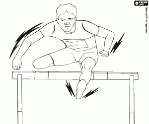 desenho de Atleta em salto de barreira para colorir