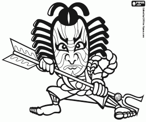 desenho de Um ator de Kabuki com máscara para colorir