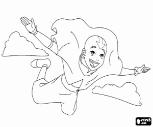 desenho de O avatar, Aang, o protagonista principal para colorir