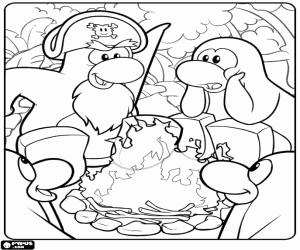 desenho de Uma aventura de piratas no Club Penguin para colorir