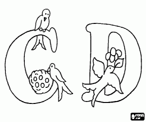 desenho de Aves com as letras C e D para colorir