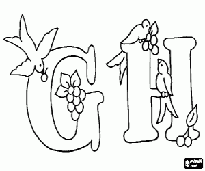 desenho de Aves em as letras G e H para colorir