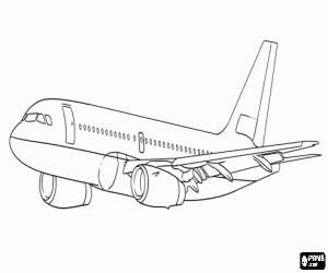 desenho de Um avião de passageiros do Boeing para colorir