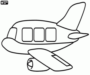 desenho de Avião com grandes janelas para colorir