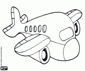desenho de Um avião, sistema de transporte para colorir