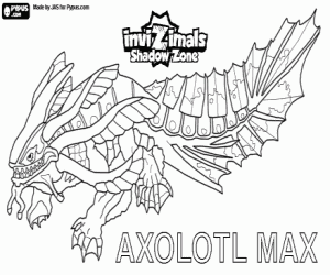 desenho de Axolotl Max, Invizimals A nova dimensão para colorir
