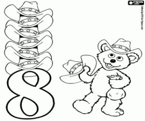 desenho de Baby Bear e o número oito para colorir