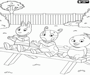 desenho de Backyardigans em um banco para colorir