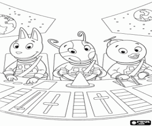 desenho de Backyardigans na nave espacial para colorir