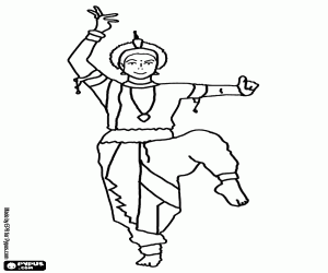 desenho de Uma bailarina hindu no Diwali para colorir