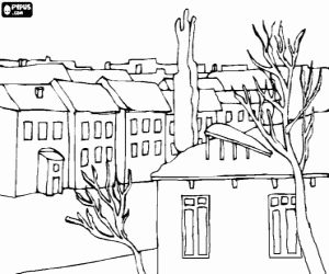 desenho de O bairro de uma cidade para colorir