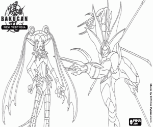 desenho de Bakugan Elfin contra Bakugan Elico para colorir
