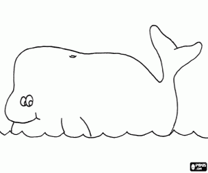 desenho de Uma baleia na superfície do mar para colorir