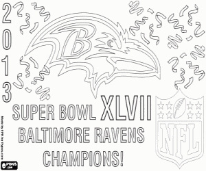 desenho de Baltimore Ravens, Super Bowl 2013 para colorir
