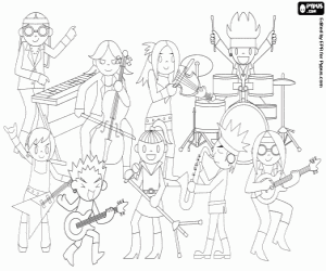 desenho de Uma banda em um show de rock para colorir