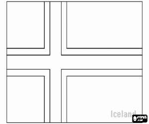 desenho de Bandeira da Islândia para colorir
