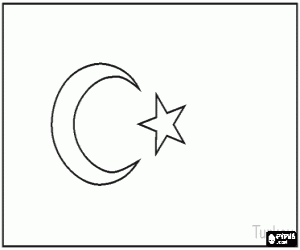 desenho de Bandeira da Turquia, a bandeira turca para colorir