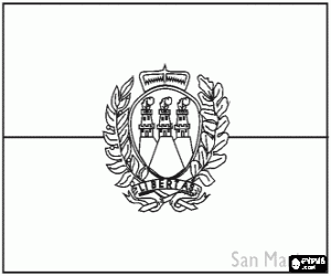 desenho de Bandeira de San Marino, São Marinho ou São Marino para colorir