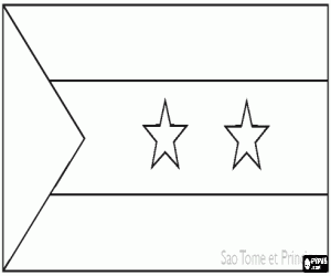 desenho de Bandeira de São Tomé e Príncipe para colorir