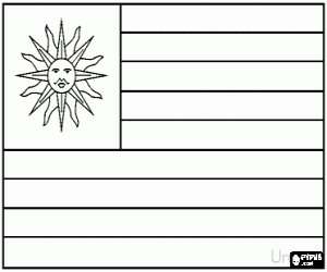 desenho de Bandeira do Uruguai para colorir