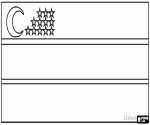 desenho de Bandeira do Uzbequistão ou Usbequistão para colorir