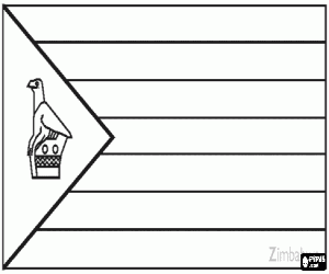 desenho de Bandeira do Zimbabwe, Zimbábue, Zimbabué ou Zimbaué para colorir