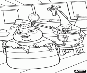 desenho de O banho do Panda Po para colorir