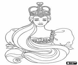 desenho de Barbie com a coroa de princesa para colorir