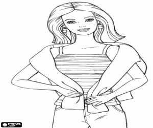 desenho de Barbie com um top para colorir