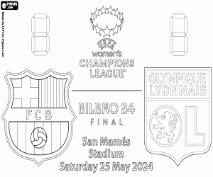 desenho de Barcelona-Lyon, final 2023-2024 para colorir
