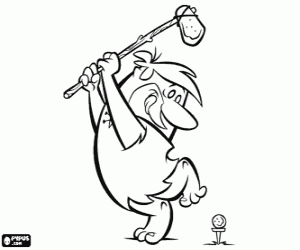 desenho de Barney Rubble jogando golfe para colorir
