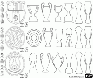 desenho de Barça, Bayern e PSG: Seis em um Ano para colorir