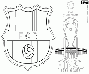 desenho de Barça, campeão Champions League 2015 para colorir