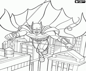 desenho de Batman sobre Gotham City para colorir