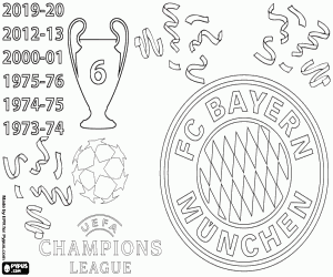 desenho de Bayern, UEFA Champions League 2020 para colorir