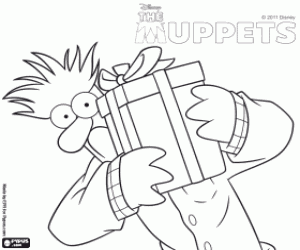 desenho de Beaker com um grande presente para colorir