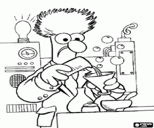 desenho de Beaker no laboratório do Muppets para colorir