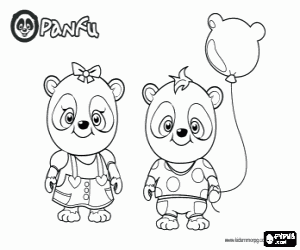 desenho de bebês panda de Panfu para colorir