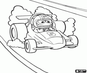 desenho de Bebê Caco e um carro de corrida para colorir