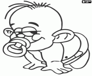 desenho de O bebê travesso com chupeta para colorir