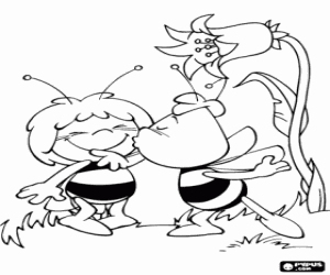 desenho de Beijo na bochecha, Willy para Maia para colorir