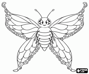 desenho de Bela borboleta com asas abertas para colorir