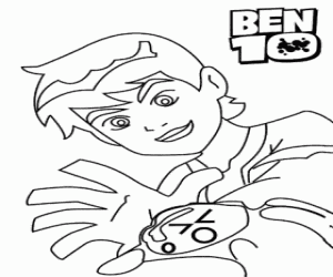 desenho de Ben 10 e Omnitrix para colorir