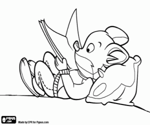 desenho de Benjamín Stilton lê um livro para colorir