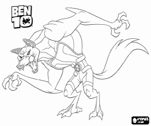 desenho de BenWolf, um alien de Ben 10 para colorir