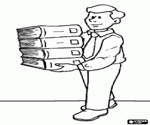 desenho de O bibliotecário com livros para colorir